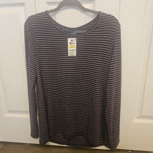 Ideology Women's Long Sleeve Striped Top - Purple and Black